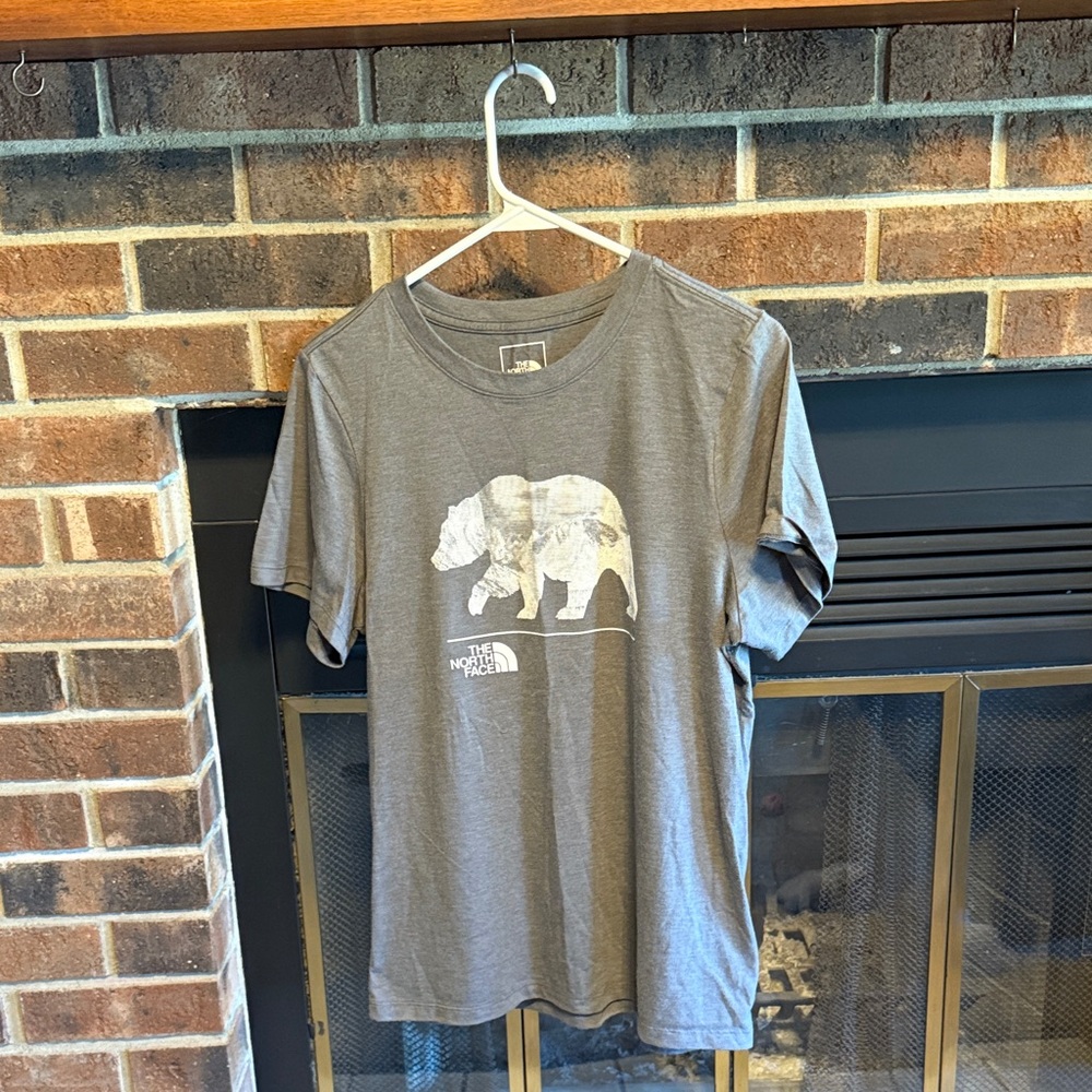 EUC The North Face Gray T-Shirt with Bear Graphic